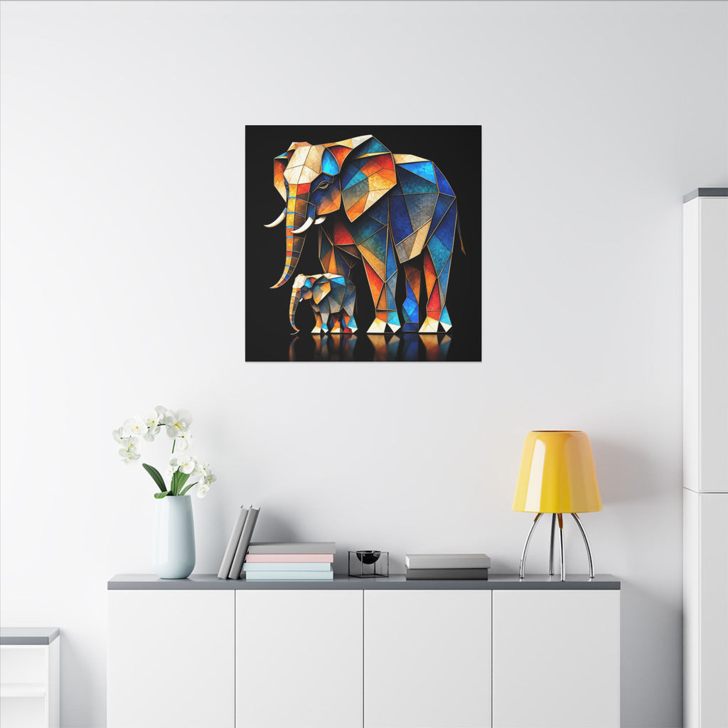 Inheritance of Strength – Geometric Elephant Family Canvas Print