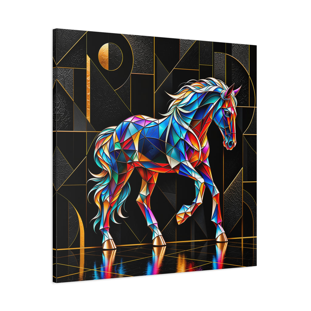 Prismatic Stallion — Stained Glass Geometric Horse Wall Art