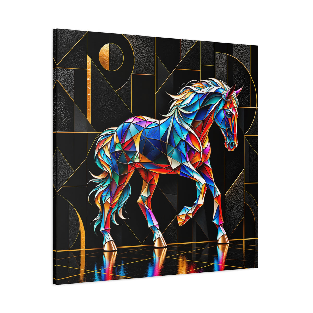 Prismatic Stallion — Stained Glass Geometric Horse Wall Art