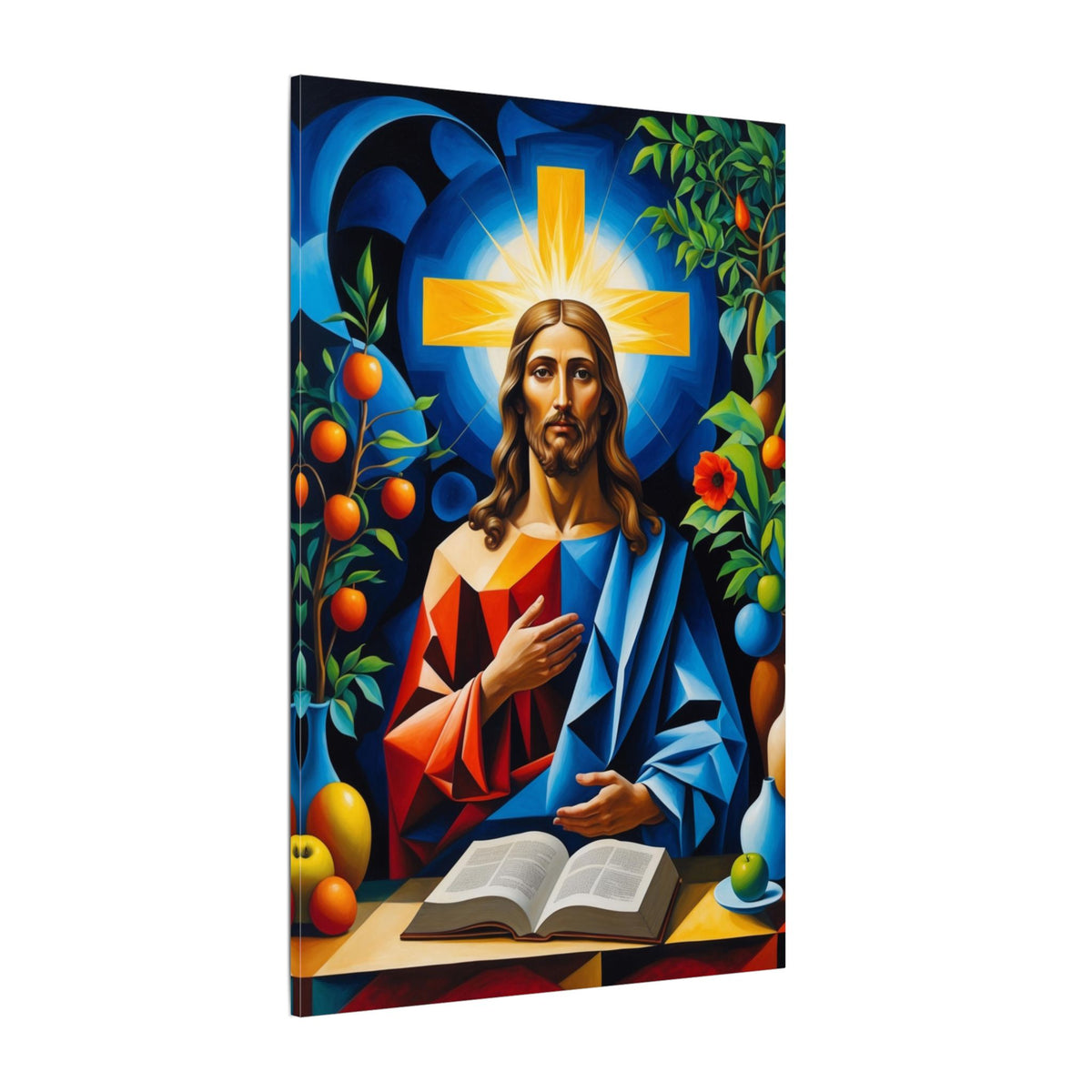 Garden of Grace – Modern Geometric Jesus Canvas Print