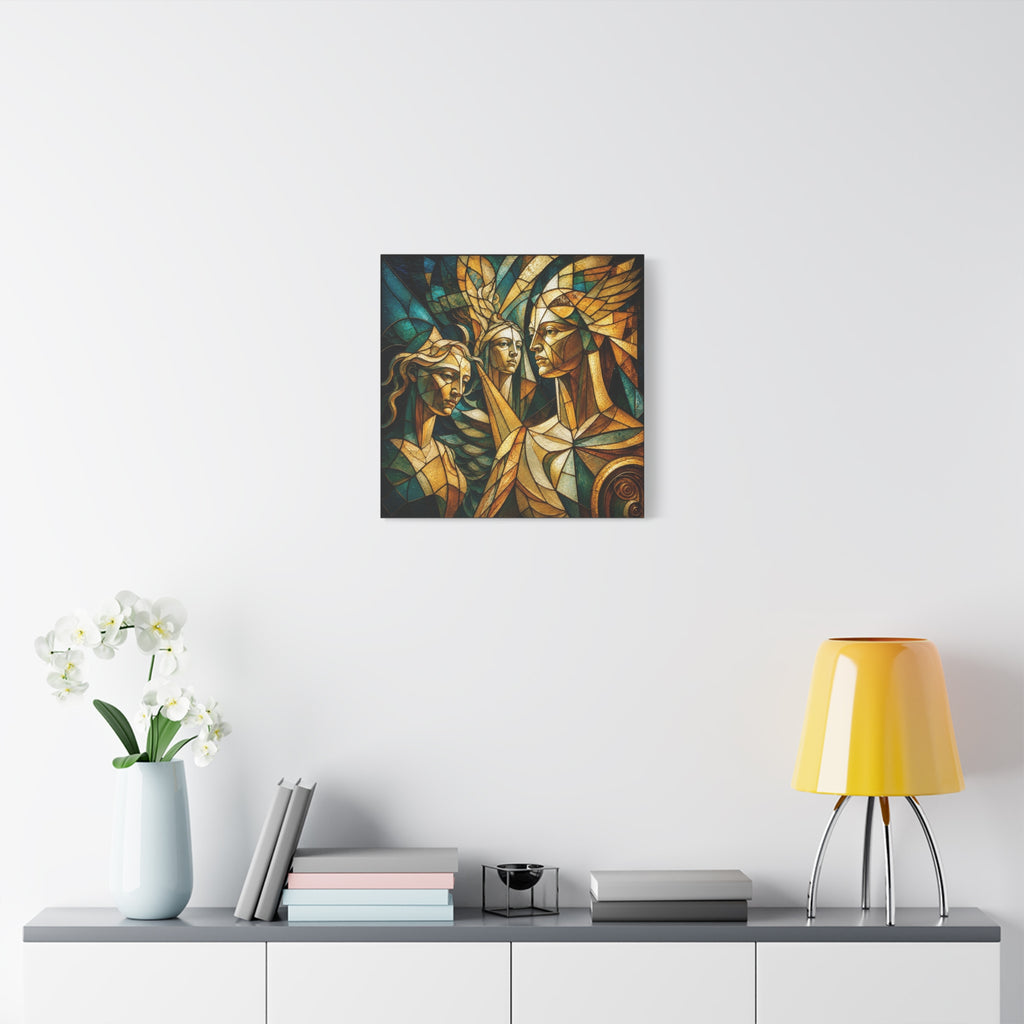 The Golden Council — Modern Stained Glass Figurative Wall Art