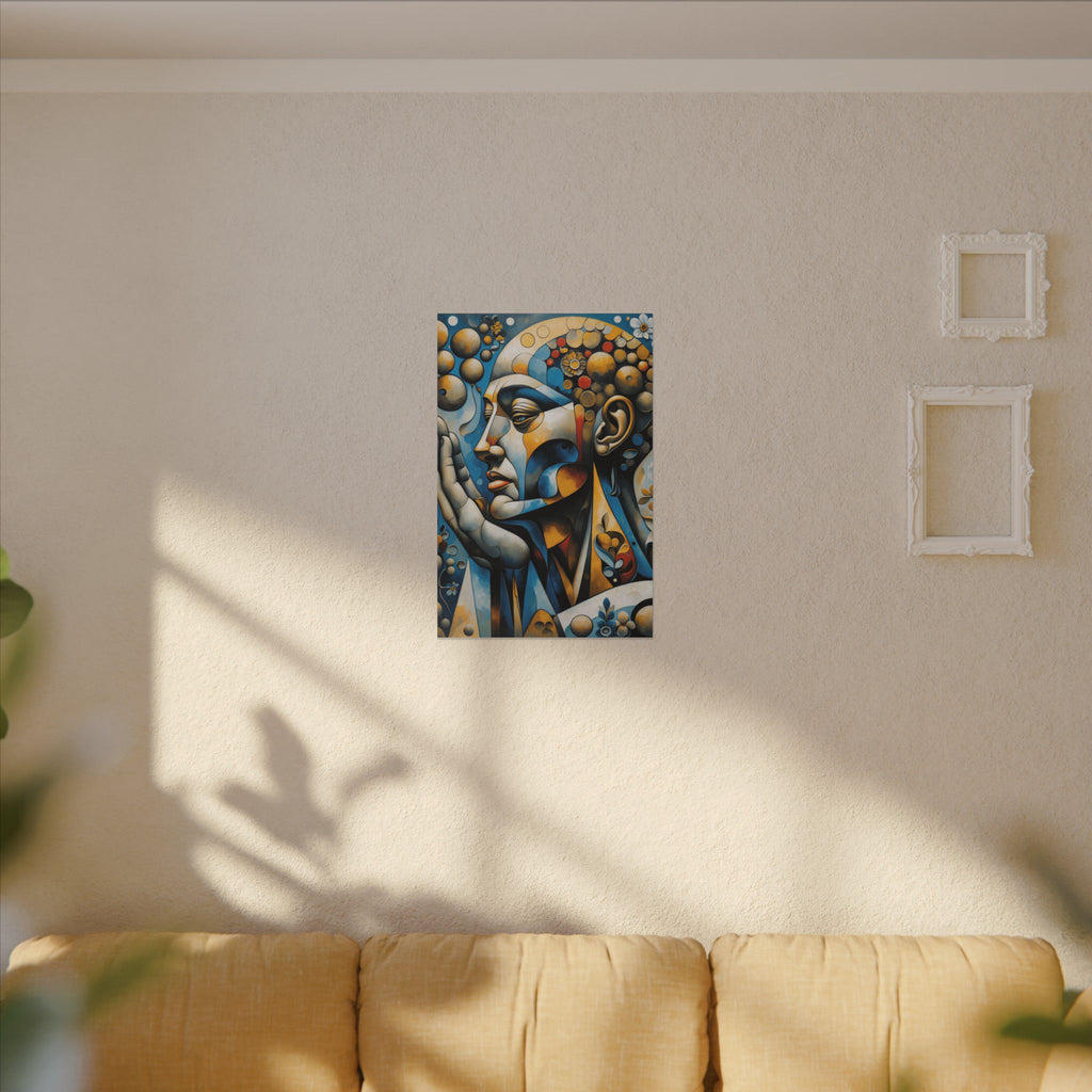 Prayer in Color – Geometric Praying Figure Canvas Print