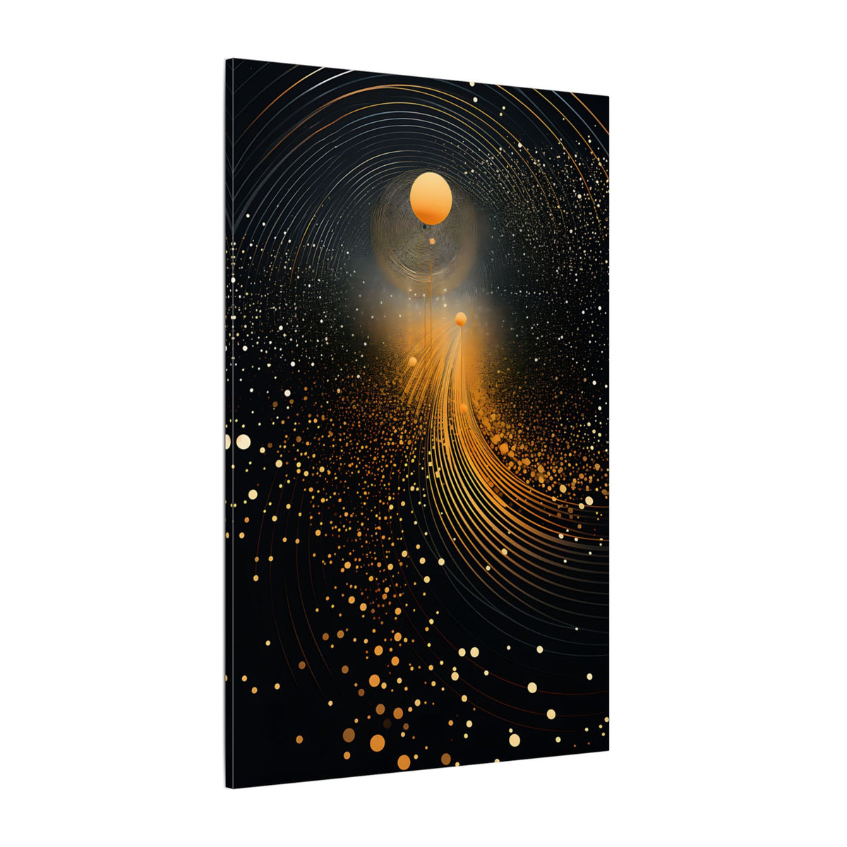 Into the Infinite – Black Gold Celestial Abstract Canvas Print