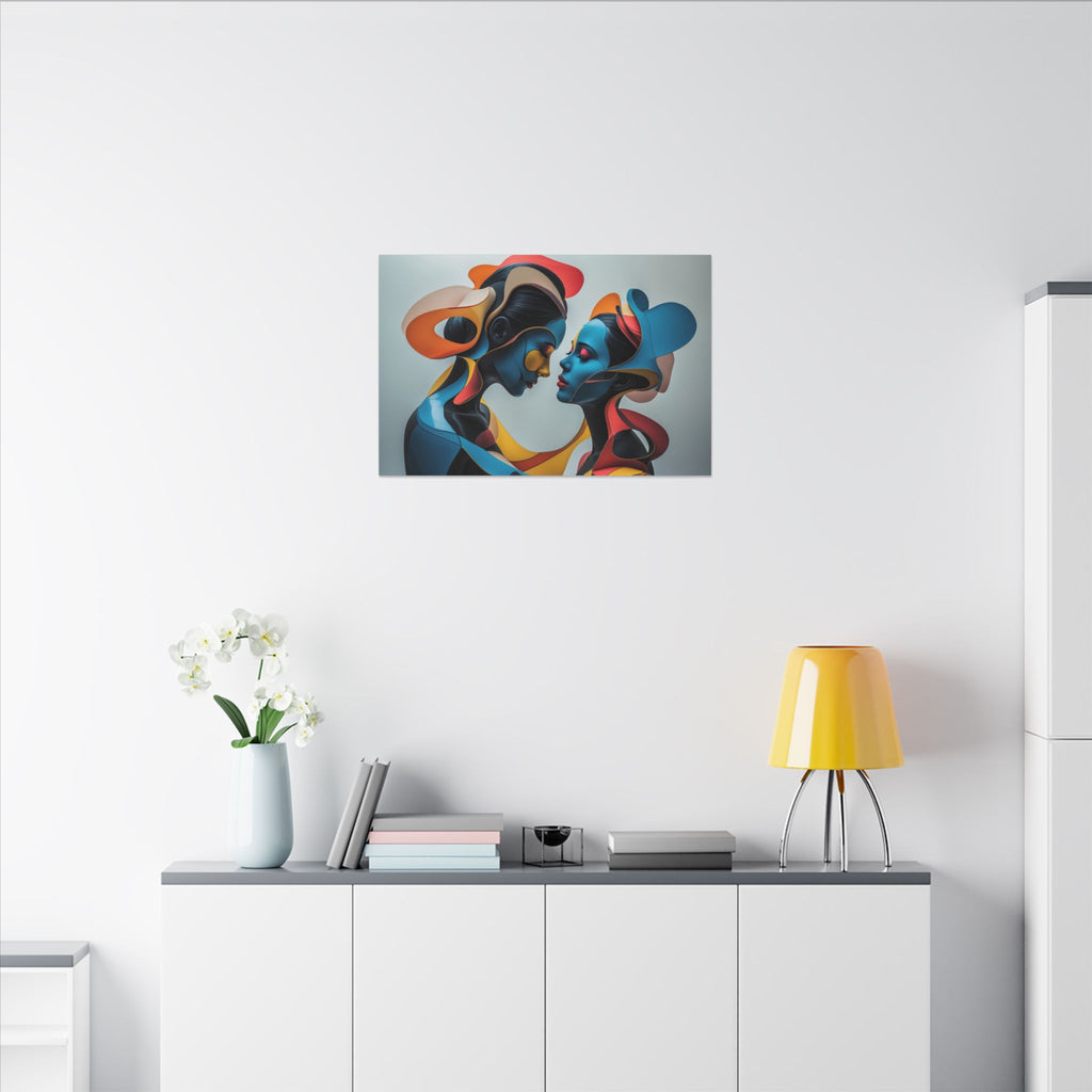 Almost Touching – Futurist Dual Portrait Canvas Print