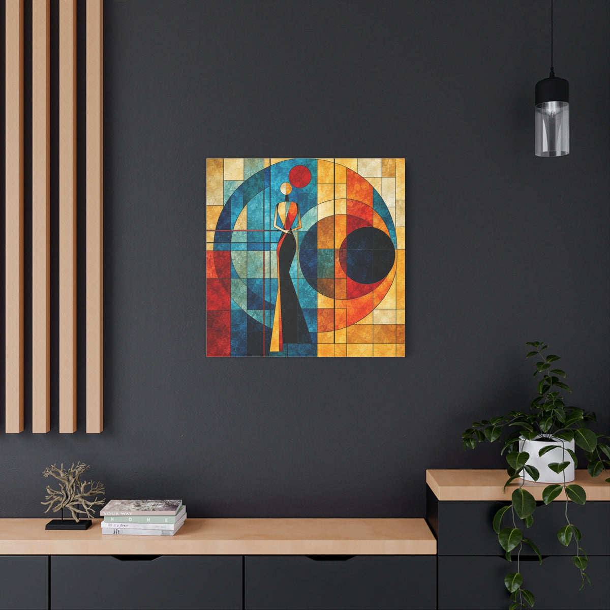 Orbit of Poise — Art Deco Stained Glass Woman Canvas