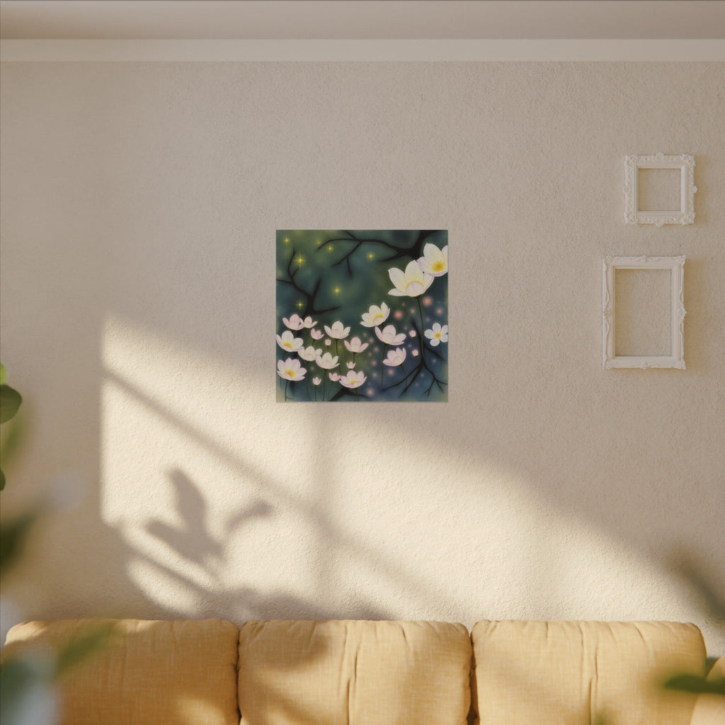 Where the Light Blooms – Dreamlike Floral Night Canvas Print