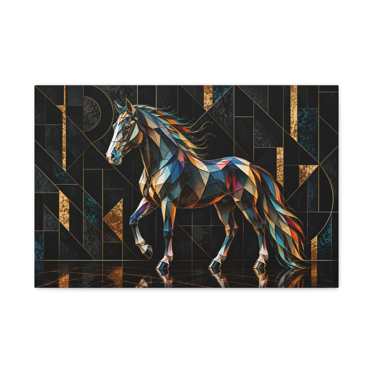 Prismatic Noir Stallion Matte Canvas Wall Art