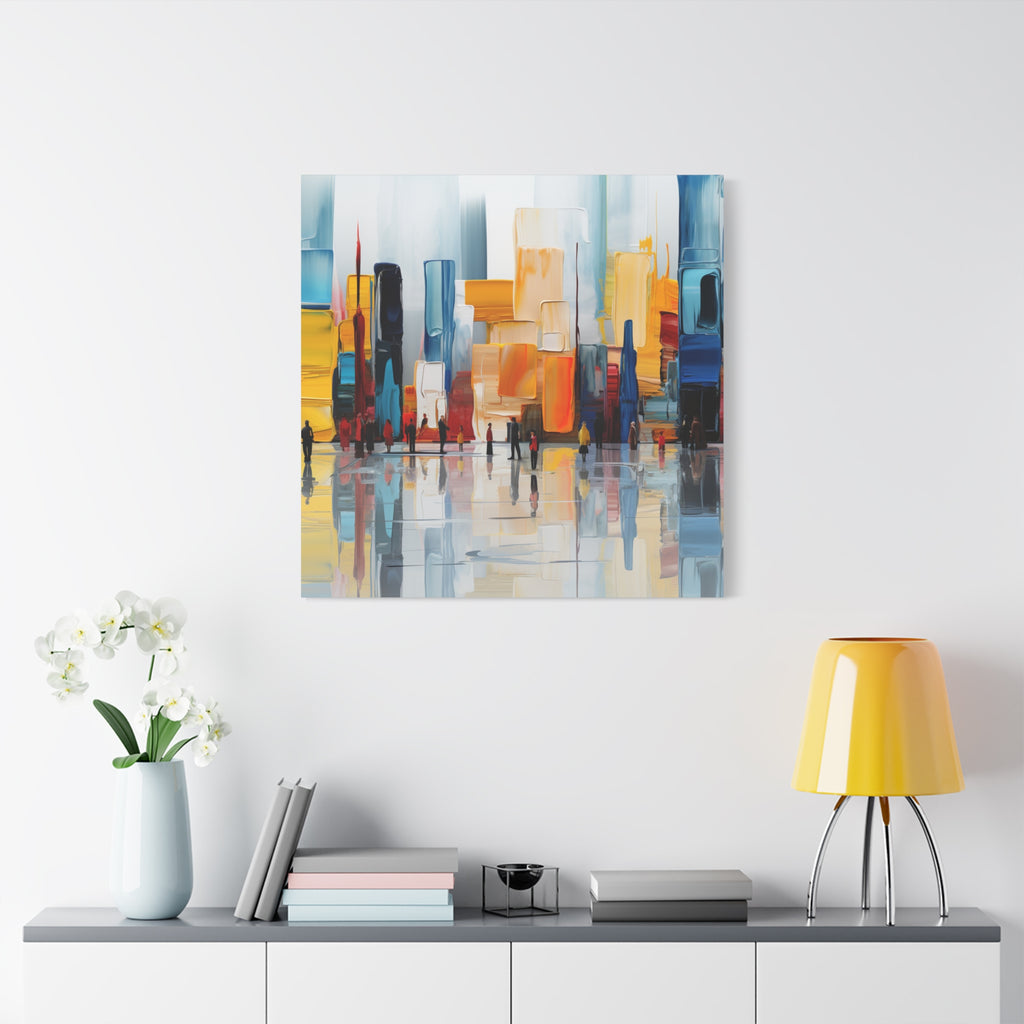 City in Reflection – Abstract Urban Skyline Canvas Print