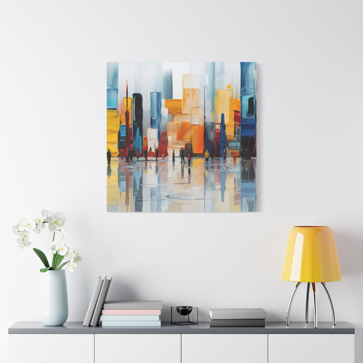 City in Reflection – Abstract Urban Skyline Canvas Print