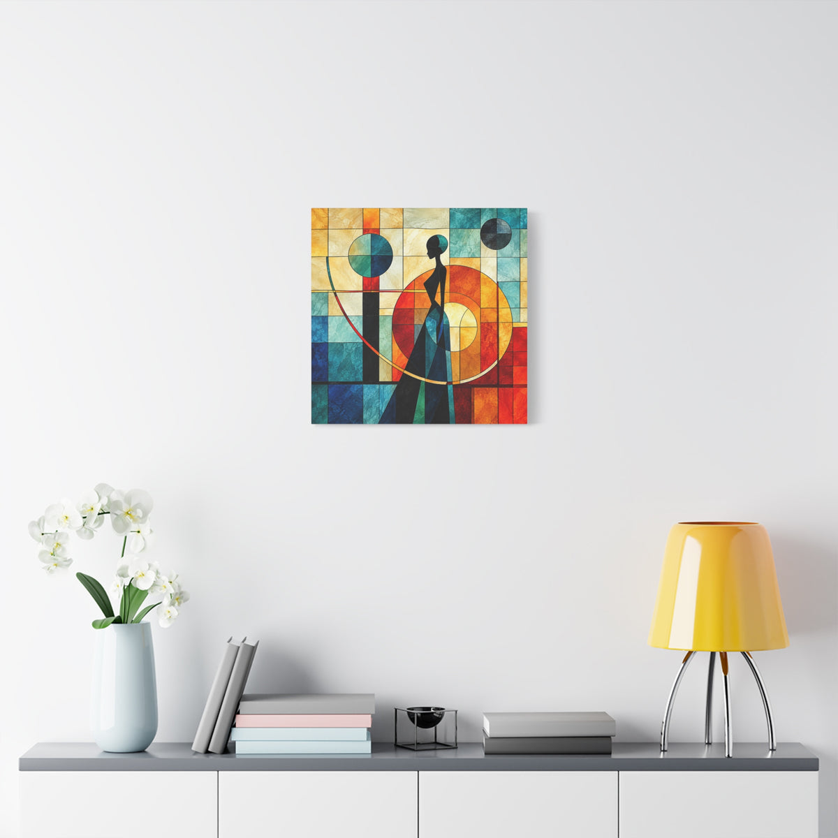 Poise in Motion — Art Deco Stained Glass Woman Canvas