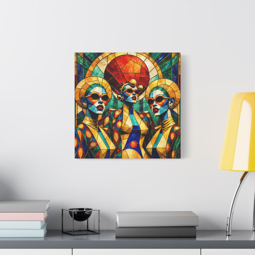 The Gilded Circle - Vibrant Geometric Portrait Wall Decor