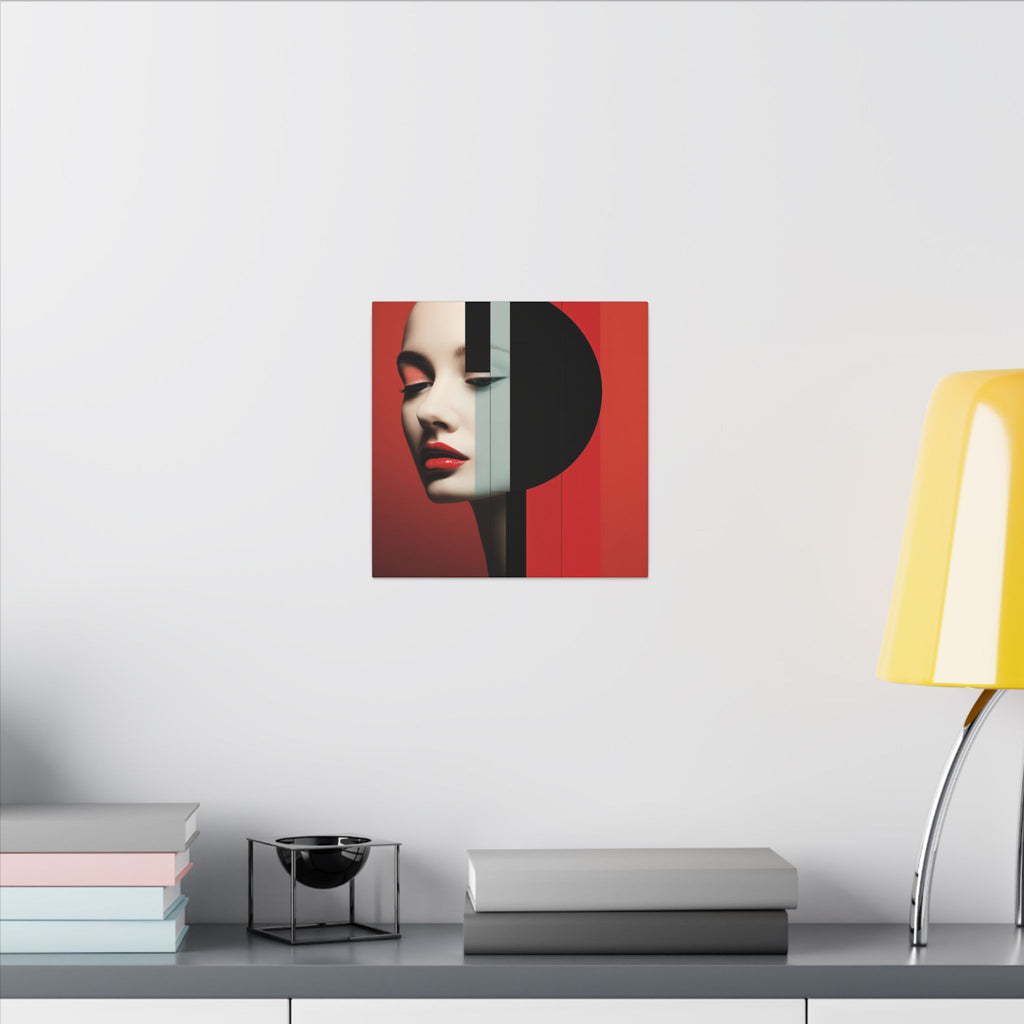 Red Eclipse – Modern Geometric Fashion Portrait Canvas Print