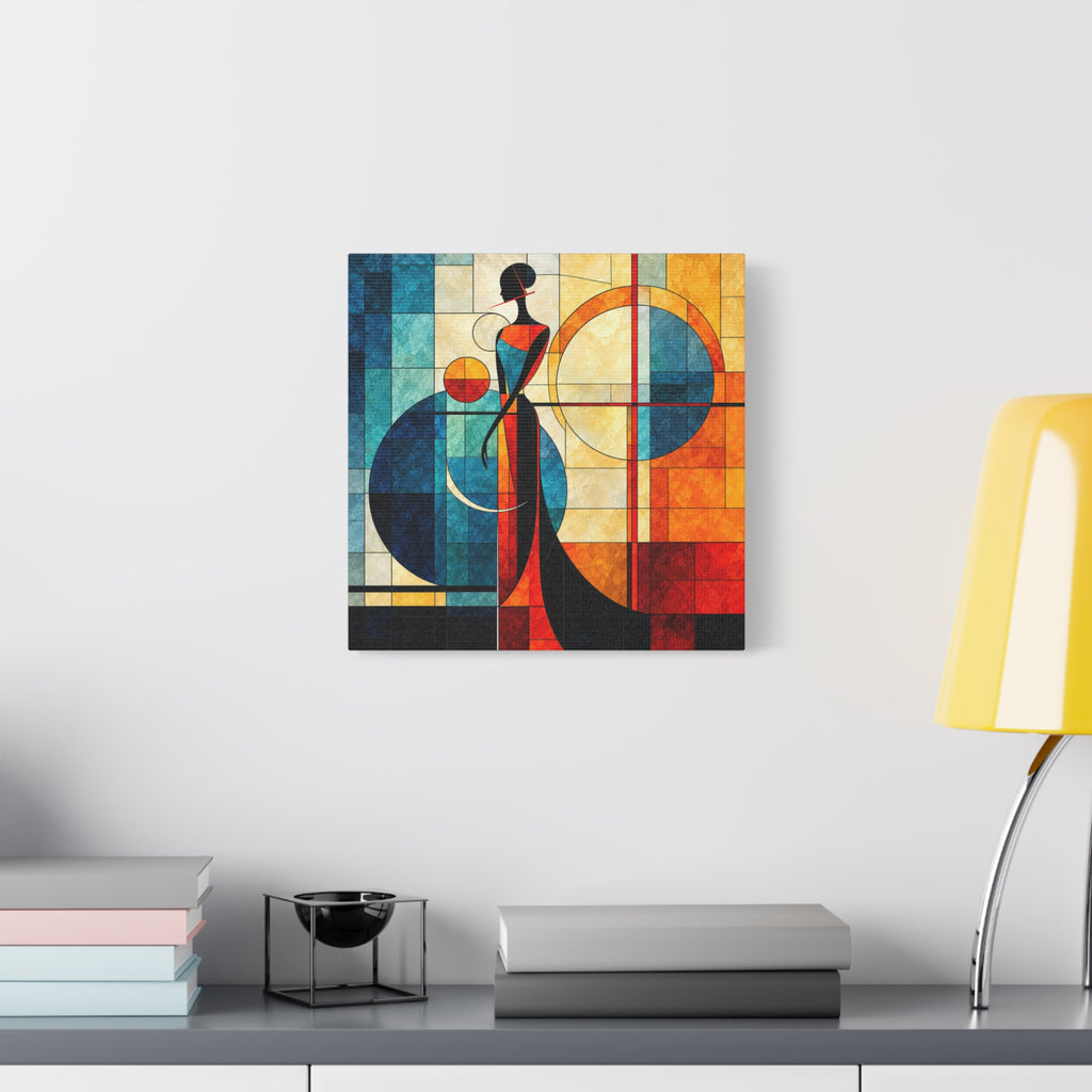 Solar Silhouette — Art Deco Stained Glass Woman Canvas