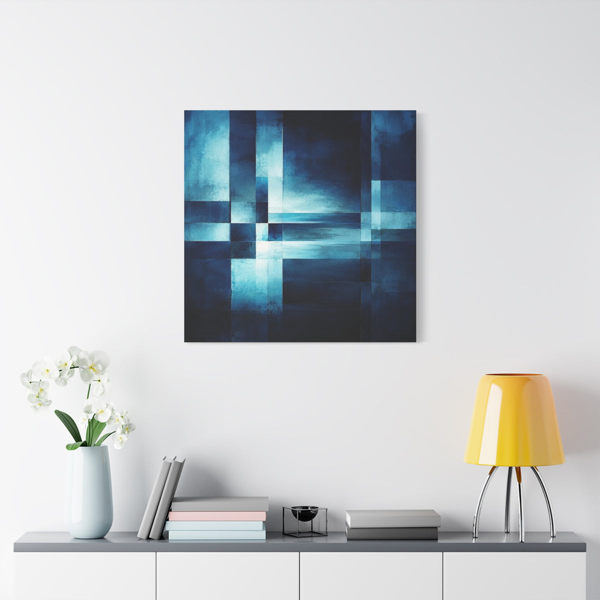 Blue Interval — Geometric Nocturne Abstract Fine Art Print