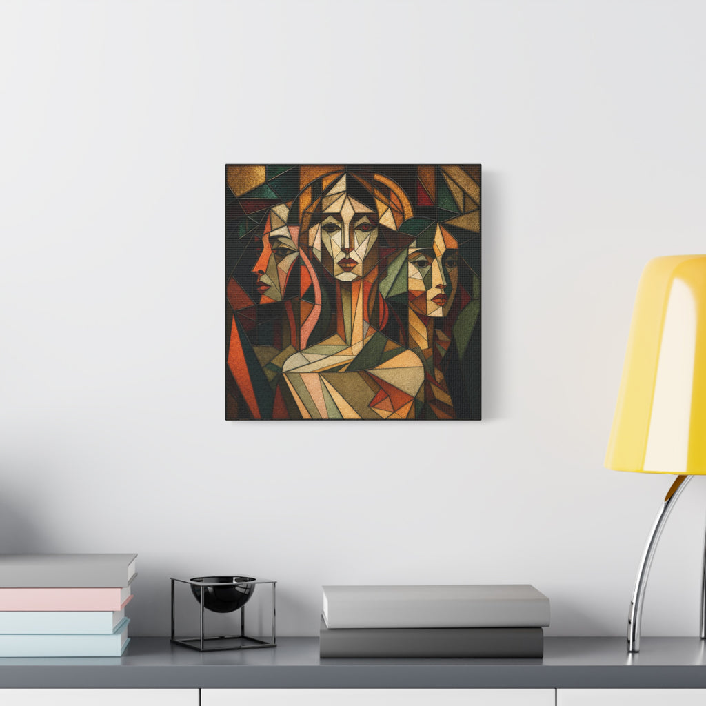 Three Ways of Seeing — Cubist Stained Glass Women Wall Art