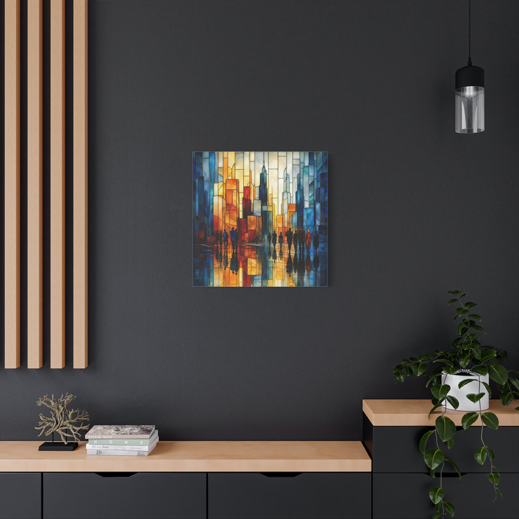 City of Light — Modern Stained Glass Skyline Wall Art
