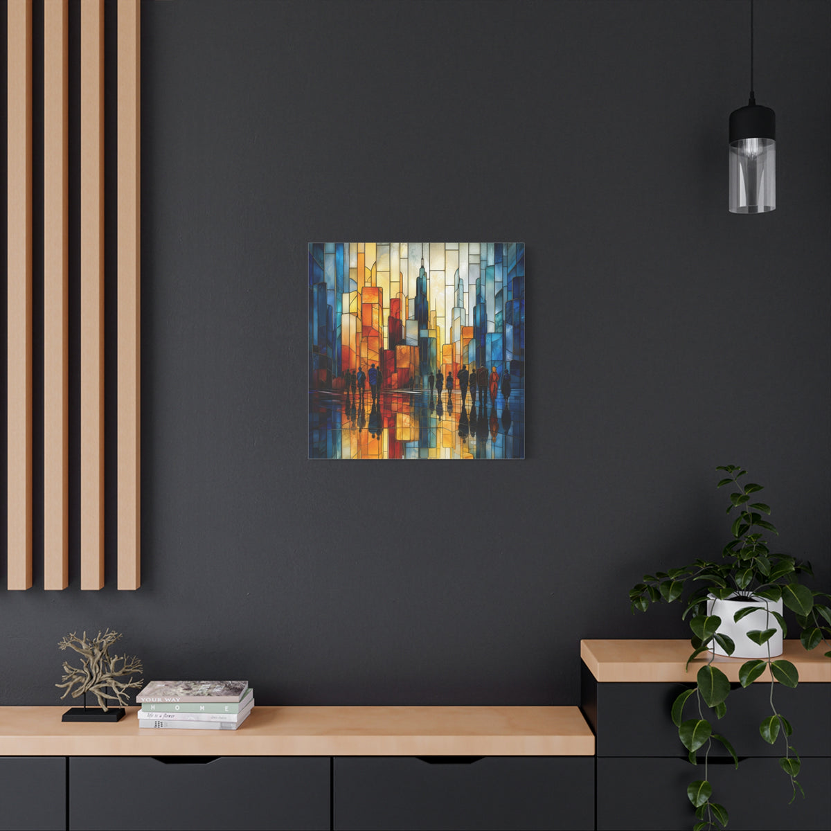 City of Light — Modern Stained Glass Skyline Wall Art