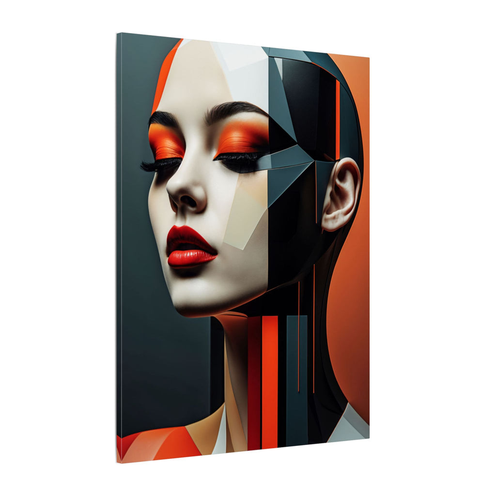 Quiet Voltage – Futurist Geometric Female Portrait Canvas Print