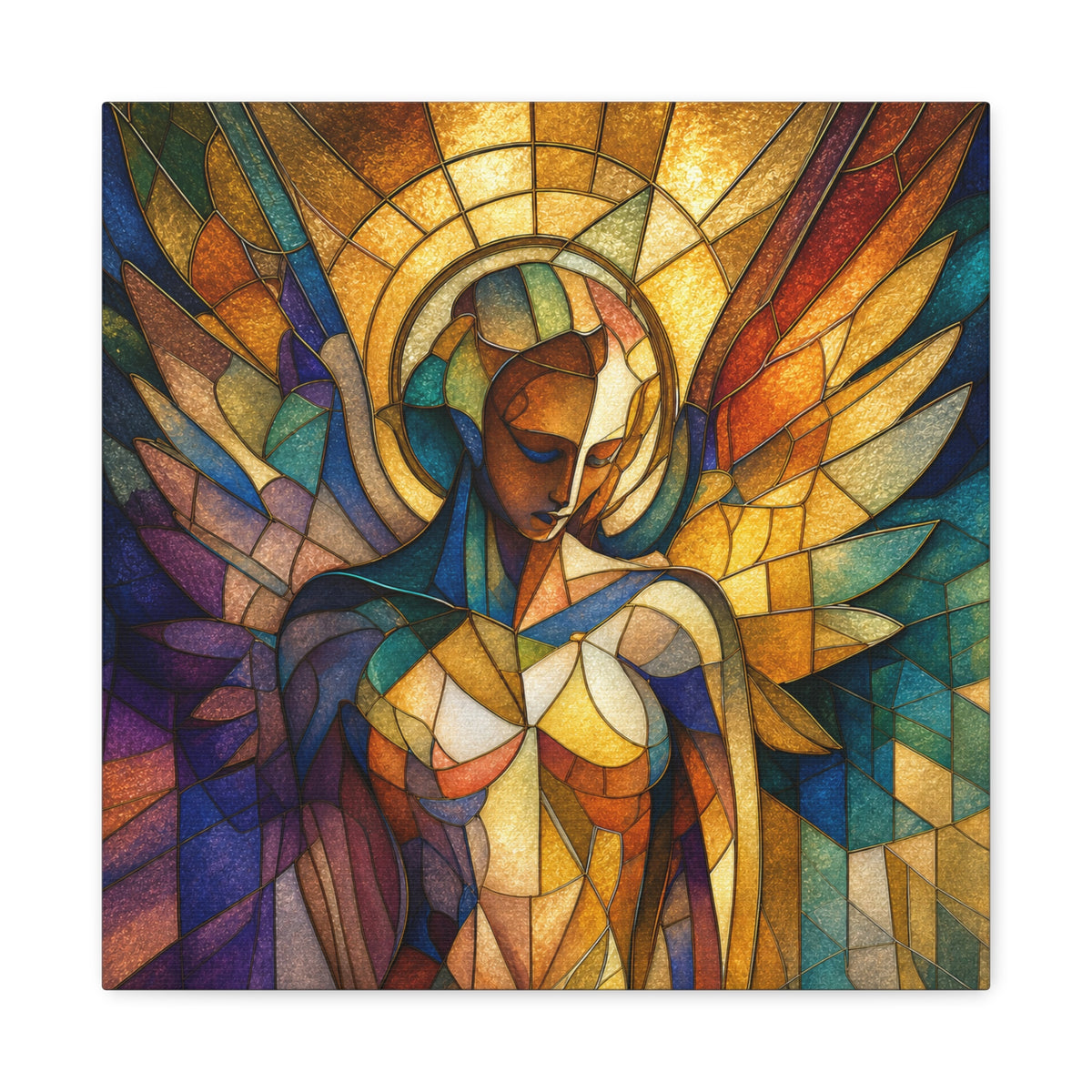 Grace in Full Color — Modern Stained Glass Angel Wall Art