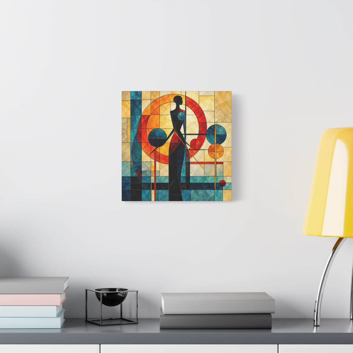 Radiant Orbit — Modern Stained Glass Woman Canvas