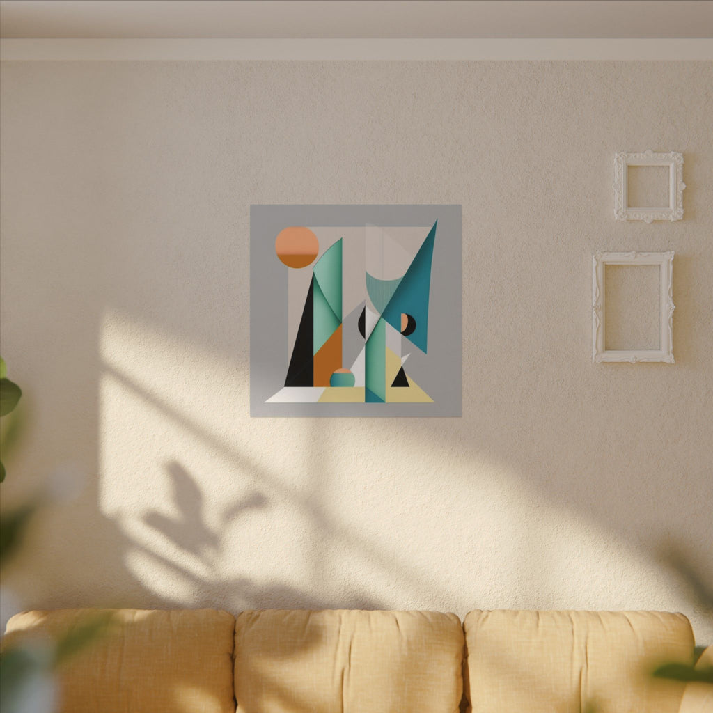 Geometry at Dusk – Teal Orange Geometric Abstract Canvas Print