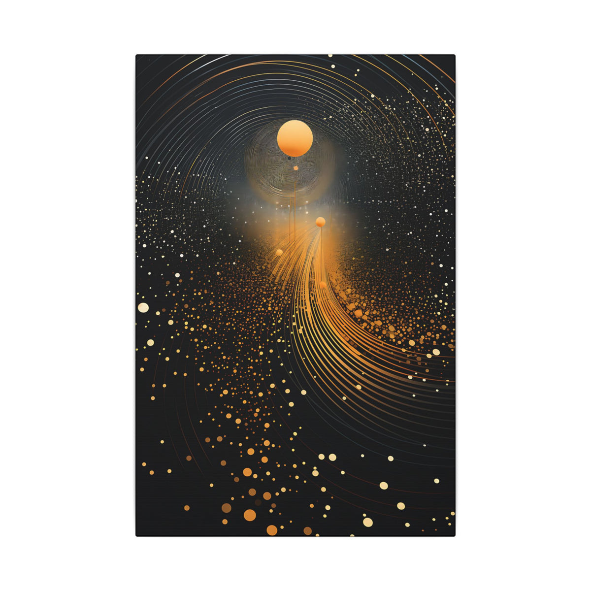 Into the Infinite – Black Gold Celestial Abstract Canvas Print