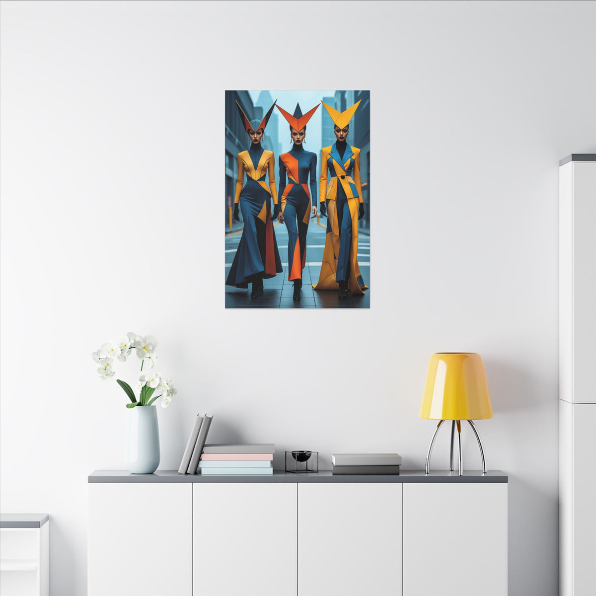 The Vanguard – Futurist Fashion Trio Canvas Print