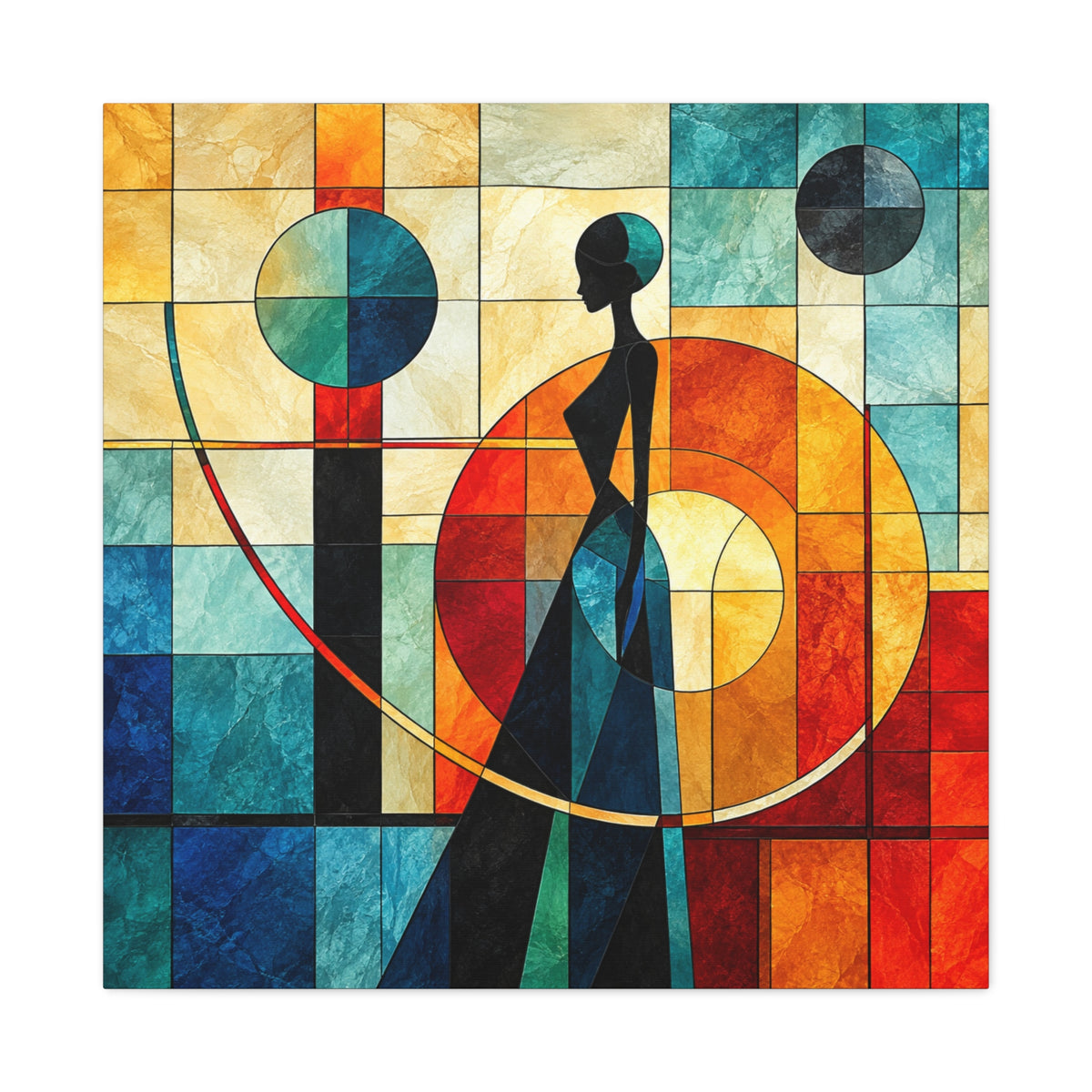 Poise in Motion — Art Deco Stained Glass Woman Canvas