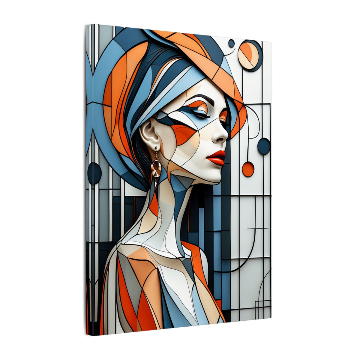 Poise in Orbit – Geometric Female Portrait Canvas Print