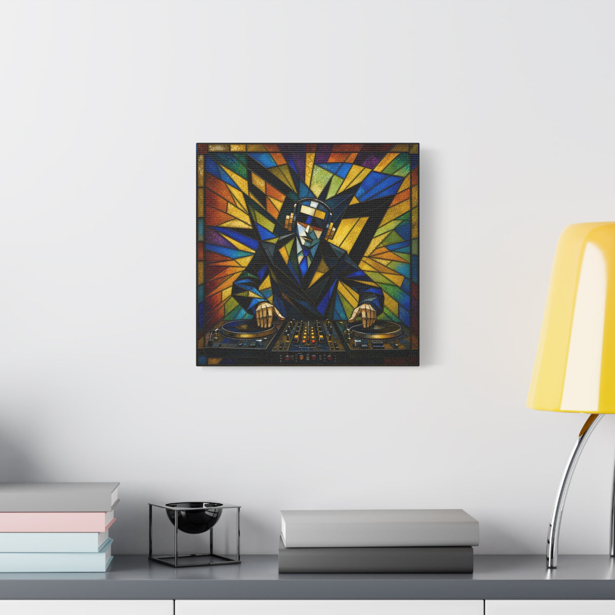Frequency State – Abstract Stained Glass DJ Pop Art Canvas Print