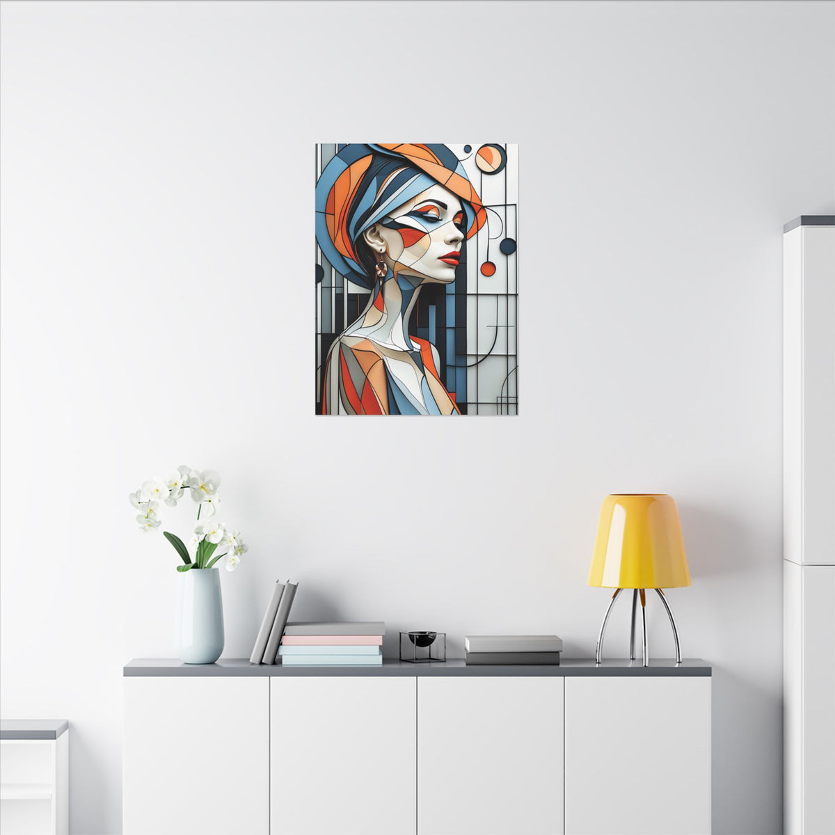 Poise in Orbit – Geometric Female Portrait Canvas Print