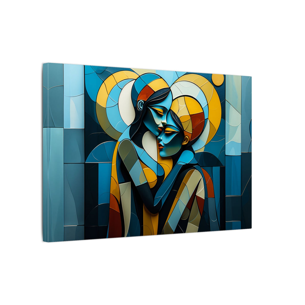 Where We Meet – Geometric Couple Embrace Canvas Print