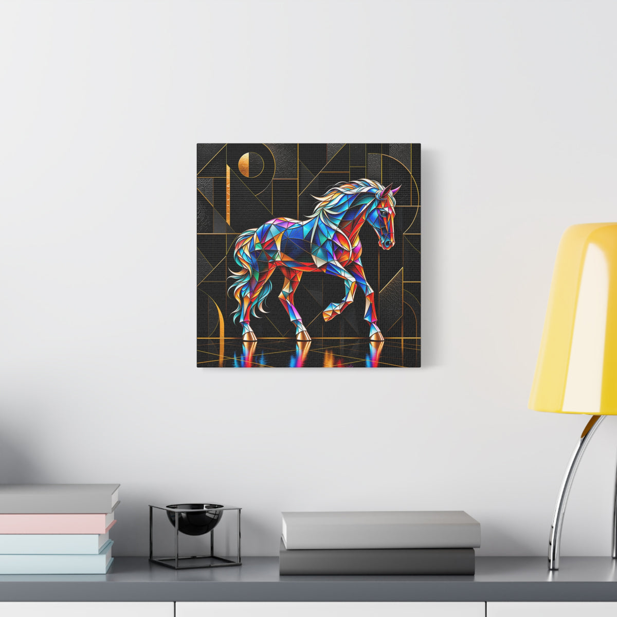 Prismatic Stallion — Stained Glass Geometric Horse Wall Art
